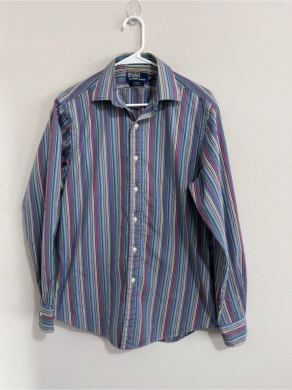 Ralph Lauren Multicolor Striped Dress Shirt — Blue, Purple, Green
